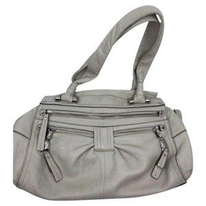 B. makowsky Cream Leather Shoulder Bag